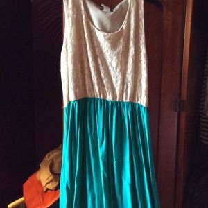A turquoise and cream maxi dress size 2X