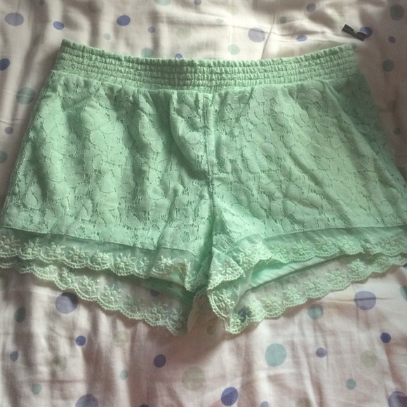 Boom Boom Jeans Pants - Mint Lace Shorts