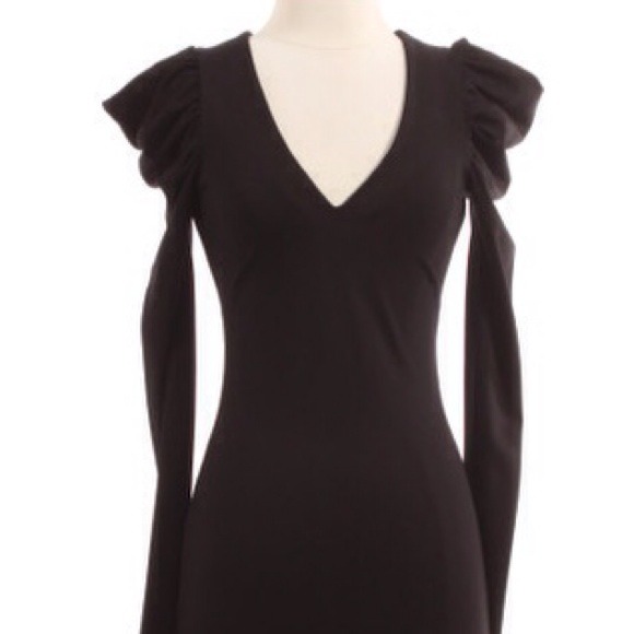 Black Cocktail Sheath Long Sleeve Dress