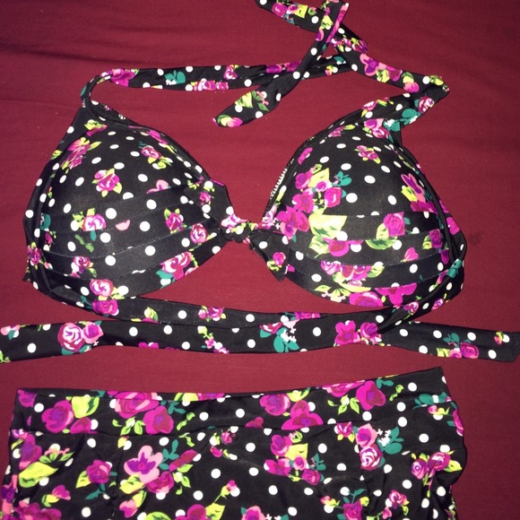 TRADED!!! NWOT floral high waisted swimsuit - Picture 2 of 4