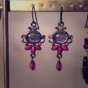 Beautiful Magenta Dangly Earrings