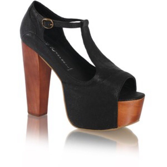 Jeffrey Campbell Black suade foxy T-strap