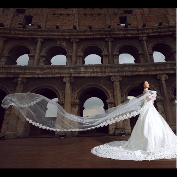 GORGEOUS 5 meter LACE CATHEDRAL VEIL