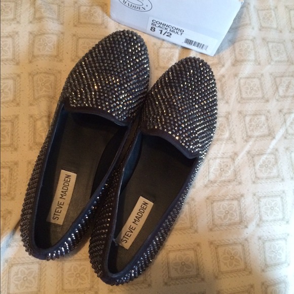 Black studded Steve Madden loafers