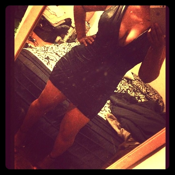 Faux leather cocktail dress