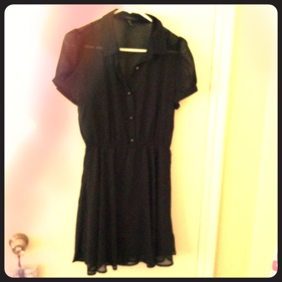 Forever 21 Black Skater Button Dress!