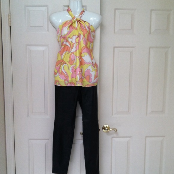 Beautiful multi pastel color halter top blouse