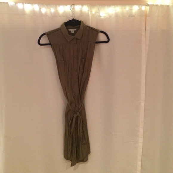 AE Army Green Colored Shirt Dress Only Worn Once!