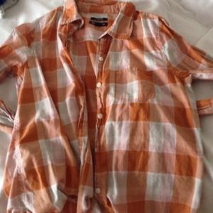 Orange boyfriend fit flannel