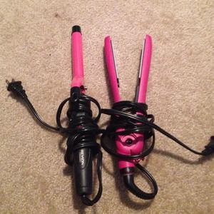 Pink Remington curling iron and straightener