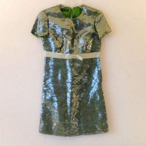 BURBERRY PRORSUM Glittering Green Sequin Dress