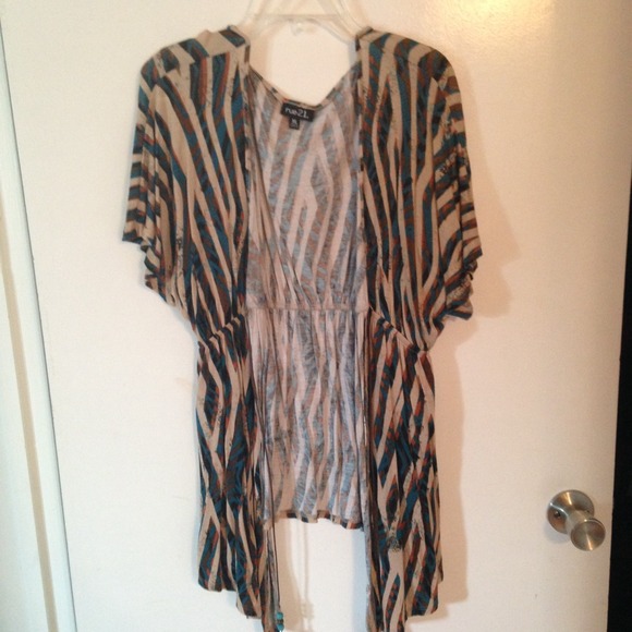 Brown and blue zebra stripped "vest"