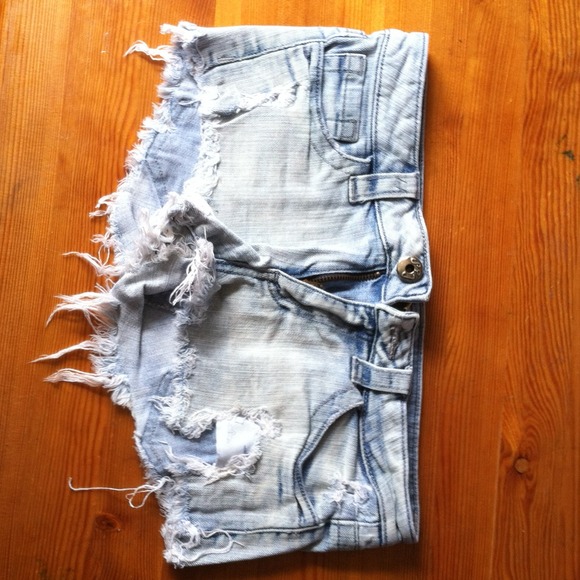 Distressed Light Denim Shorts