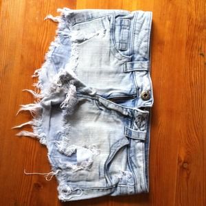 Distressed Light Denim Shorts