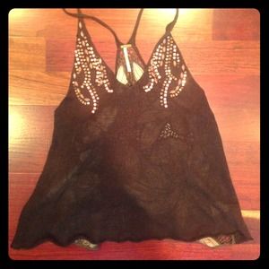 Free people brown tank with open back