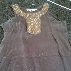 Brown Chiffon sleeveless blouse