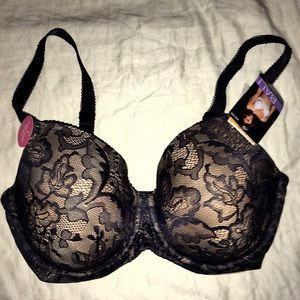 34DD Cute lace black & tan Bali Bra