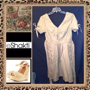 Khaki poplin eShakti with arm ties NEW