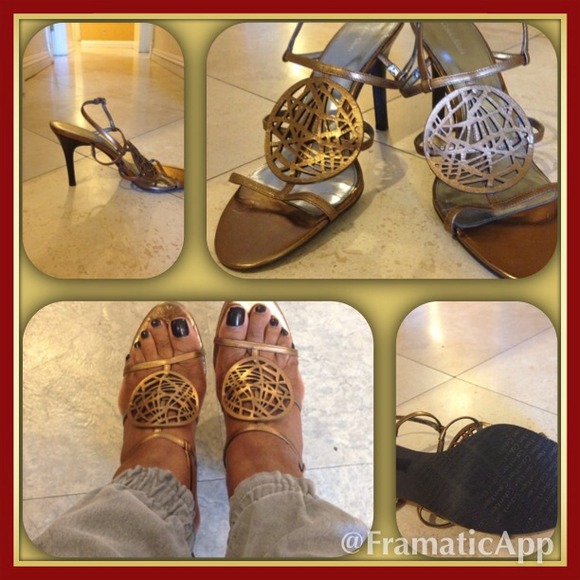 Calvin Klein Bronze strappy high heels sz 10M