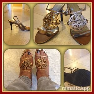 Calvin Klein Bronze strappy high heels sz 10M