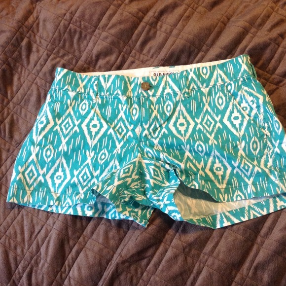 Teal Aztec printed shorts