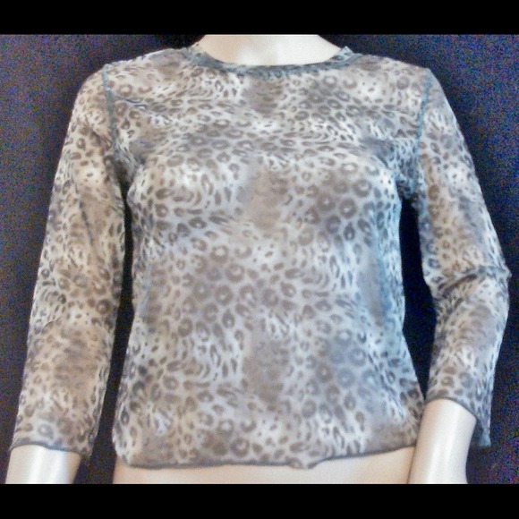 Greenish Cheetah Print Sheer Top