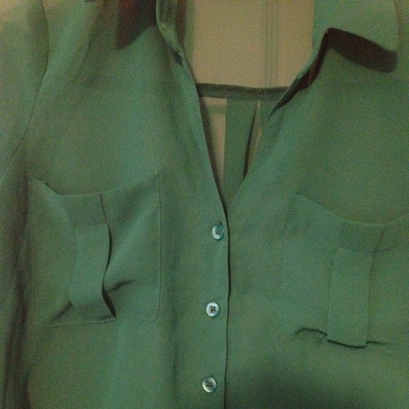 SOLD Hi-Lo Sheer Green Top - Picture 2 of 4