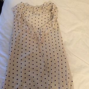 Blue polka-dot ruffle tank