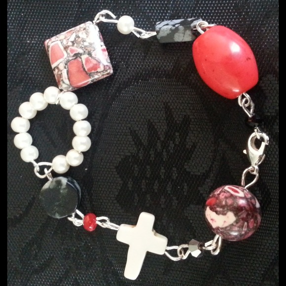 Unique red and black tone bracelet