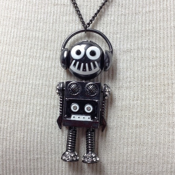 Crystal Accent Musical Robot Necklace