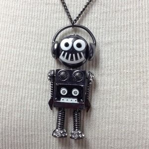 Crystal Accent Musical Robot Necklace