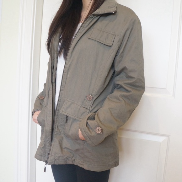 Army green trench coat