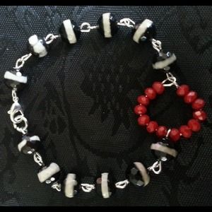Red, black and white bracelet