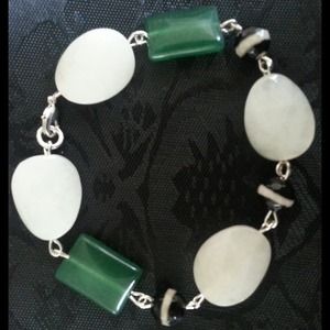 Green, black and white bracelet