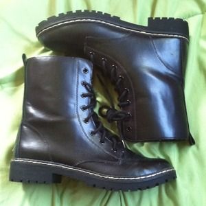 black combat boots