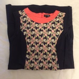 Navy and pink patterned shift dress