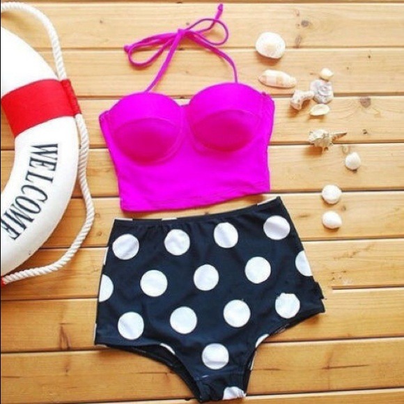 Other - *HOLD* Retro Polka Dot High Waist Bikini