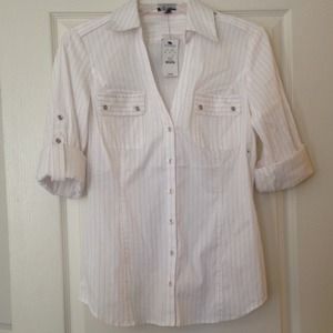 White/pink pinstriped portofino blouse