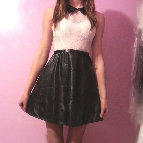 (50% OFF) White & Black Lace Collared Dress - Picture 3 of 3