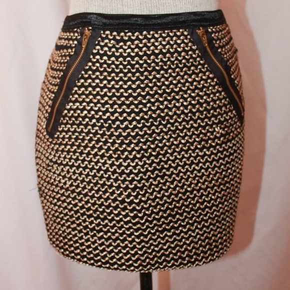Black & Gold Pencil Skirt