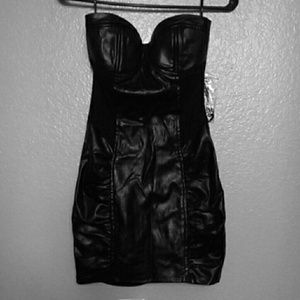 NEW: Strapless Faux Leather Bodycon Dress