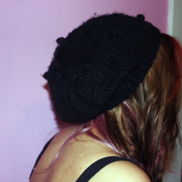 Black Crochet Beanie - Picture 2 of 4