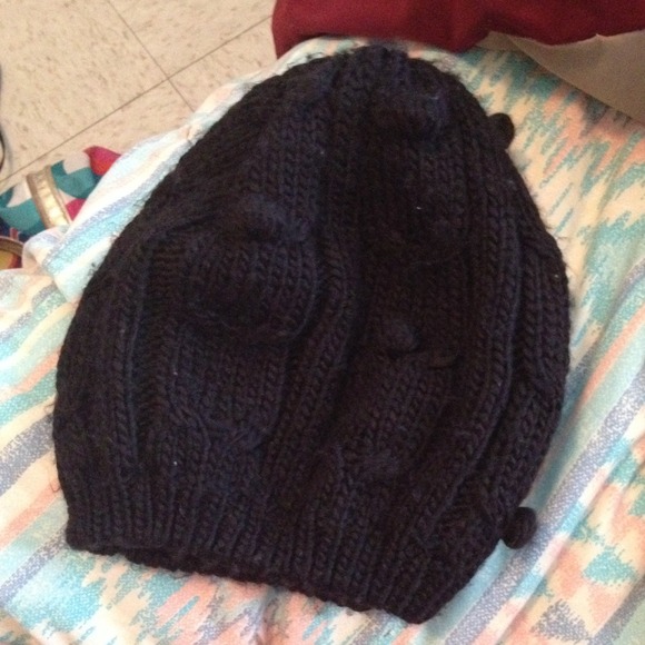 Black Crochet Beanie - Picture 3 of 4