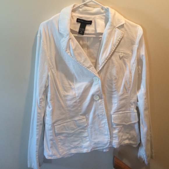 New York & Company White Size 12 Blazer