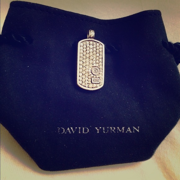 David yurman 1.15 carat pave diamond dog tag