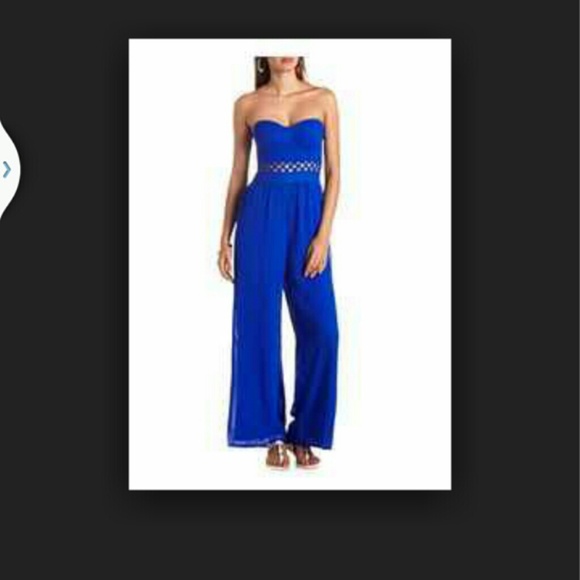 Charlotte Russe Xs Blue Bustier Jumpsuit