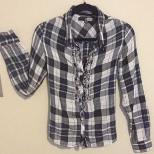 Blue and black Plaid Volcom blouse