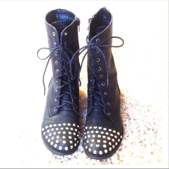 Black studded combat boots