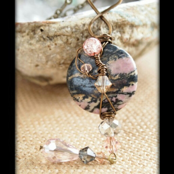 ARTEFX Jewelry - ***SOLD!*** Pink & Black Rhodonite Necklace