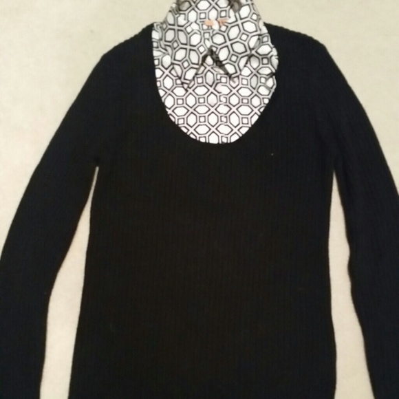 Tory Burch black ribbed sweater with dickey. Med.